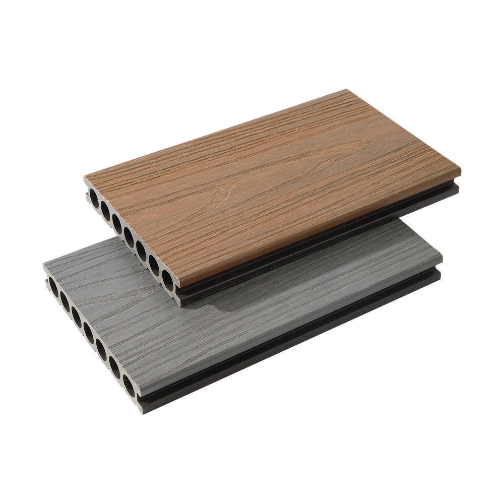 Deck WPC de coextrusão de sete furos （Textura grossa de um lado）